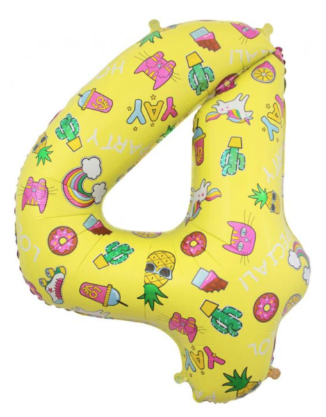 Folienballon - Zahl 4: Sommerparty - ø 78cm